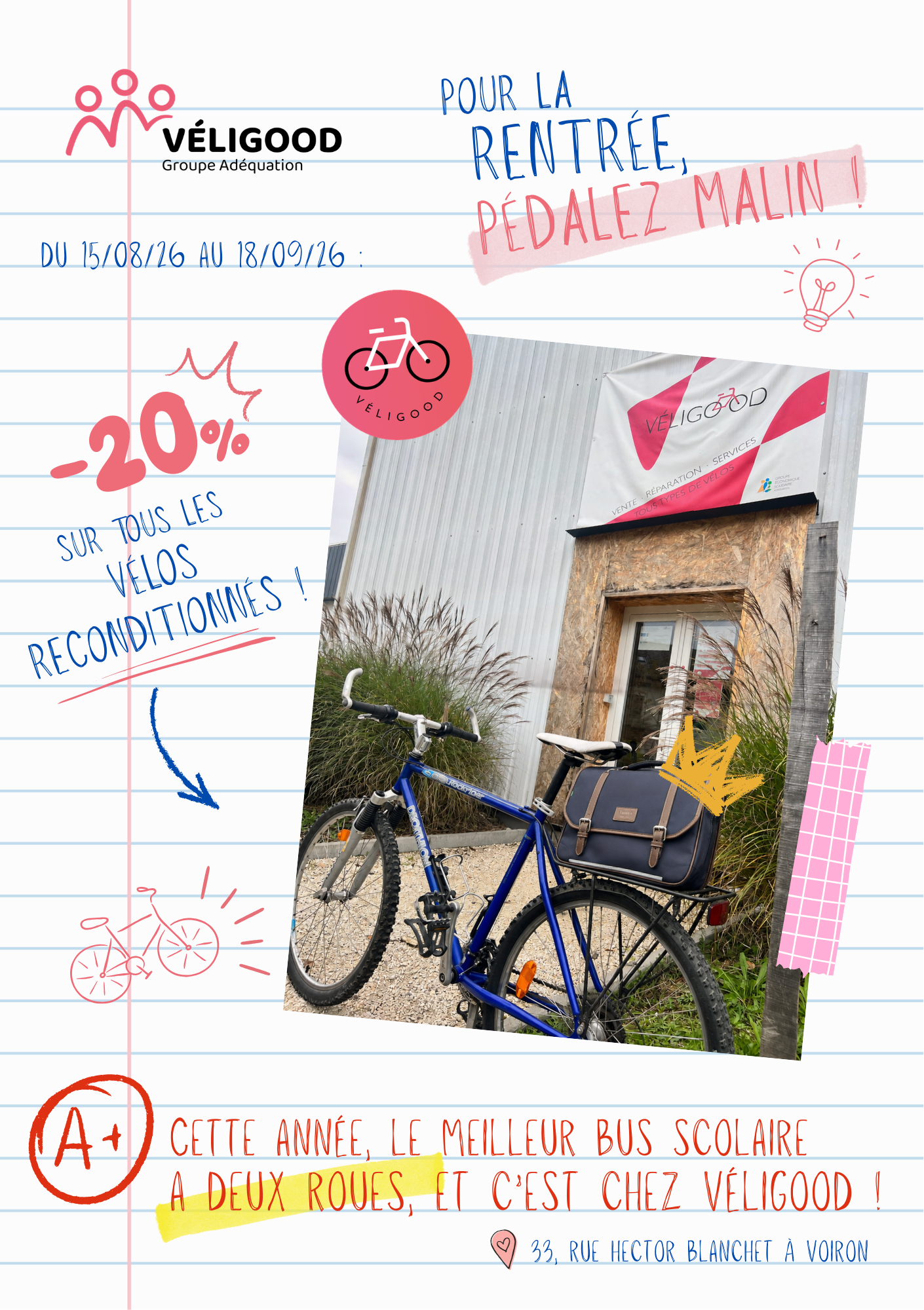 -20% sur les vélos reconditionnées chez véligood pour la rentrée scolaire 2026
